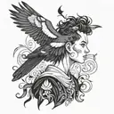 boy with magpie hair tattoo design idea