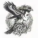 boy with magpie hair tattoo design idea
