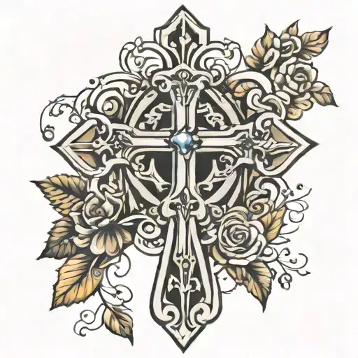 cross with family members stones   tattoo design idea