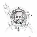 astronaut floating trough the universe chilli g tattoo design idea
