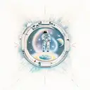 astronaut floating trough the universe chilli g tattoo design idea