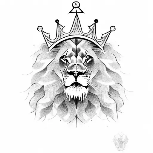 lion with crown and his partner with two cubs tattoo tattoo design idea