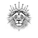 a lion with a large crown slashed in the left eye that looks angry realistic style for tattoo tattoo design idea