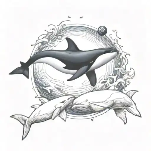 orca and beluga whale ying yang tattoo design idea