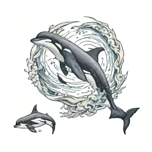 orca and beluga whale ying yang tattoo design idea