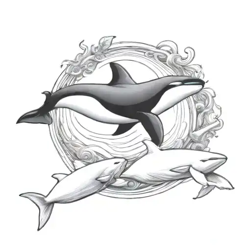 orca and beluga whale ying yang tattoo design idea