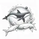 orca and beluga whale ying yang tattoo design idea