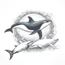orca and beluga whale ying yang tattoo design idea