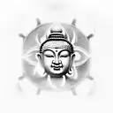 Buddha dharma wheel and enlightenment  tattoo design idea