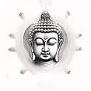Buddha dharma wheel and enlightenment  tattoo design idea
