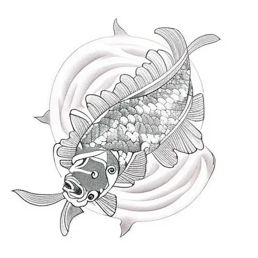 Japanese "Koi Fish Three Eyes" Tattoo Idea BlackInk AI