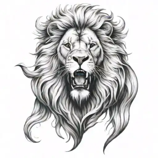 Lion head symmetry exuding confidence and calm tattoo design idea