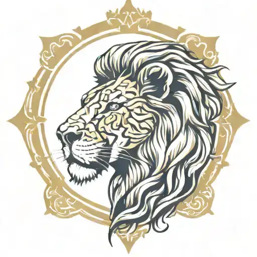 lion head symmetry exuding confidence and calm tattoo design idea