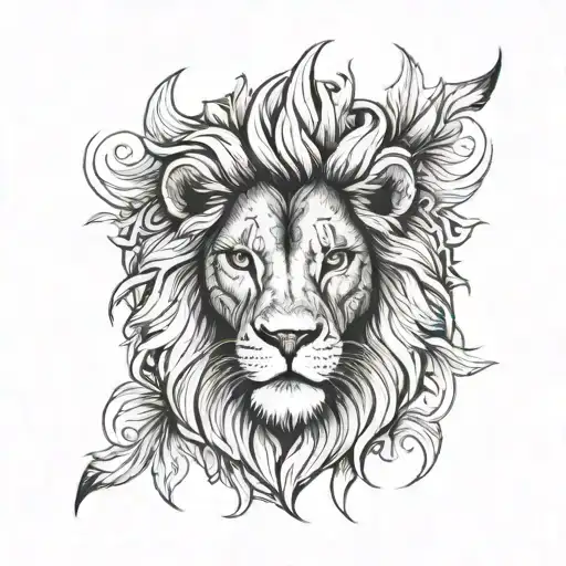 Lion head symmetry exuding confidence and calm tattoo design idea