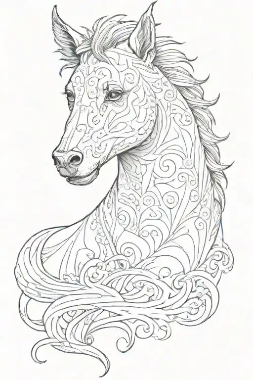 kelpie in sketch style tattoo tattoo design idea