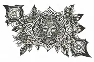 Forest blackout symmetrical geometric  tattoo design idea