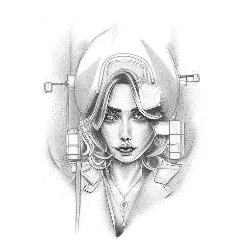 nude trucker lady tattoo design idea