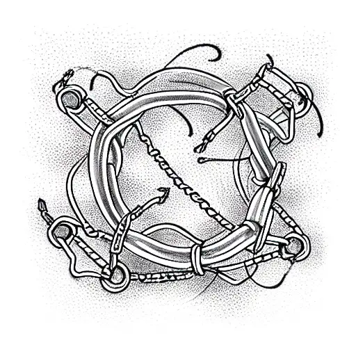 four links in a heavy chain - like the ones used for ships - connected together tattoo design idea