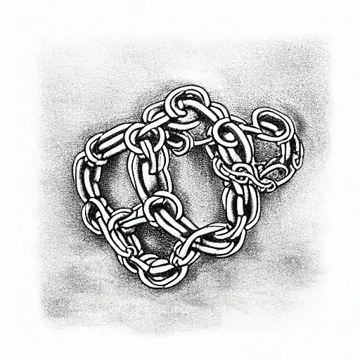 four links in a heavy chain - like the ones used for ships - connected together tattoo design idea