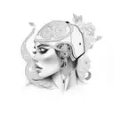 nude trucker lady tattoo design idea