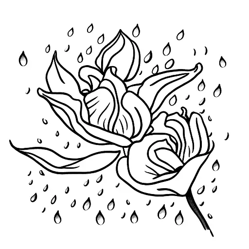 "no rain no flowers" with a tulip tattoo design idea