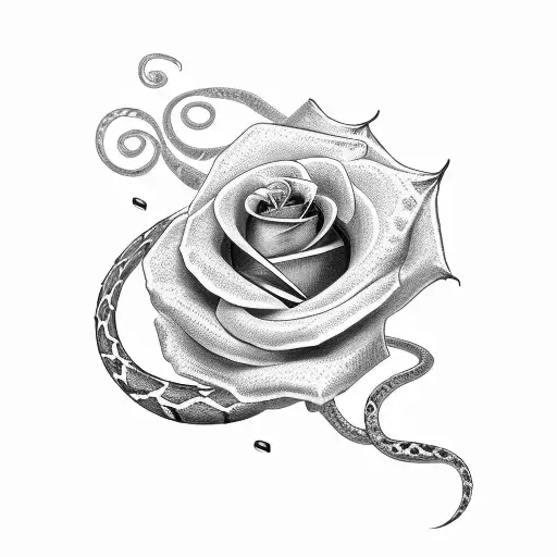 vexo text with a snake and a wine red rose tattoo design idea