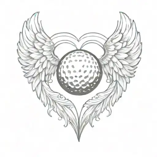 A heart-shaped golf ball with wings, symbolizing the love and support your father has provided as a provider tattoo design idea