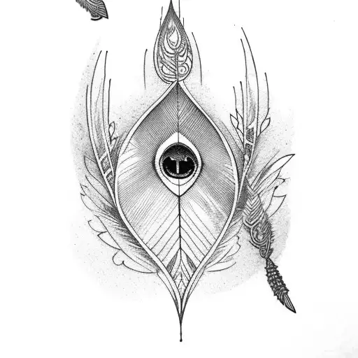 white peacock feather tattoo