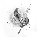 krishna's flute and peacock feather tattoo design idea