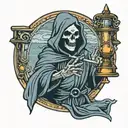 grim reaper holding hourglass tattoo design idea
