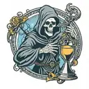 grim reaper holding hourglass tattoo design idea