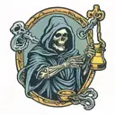 grim reaper holding hourglass tattoo design idea