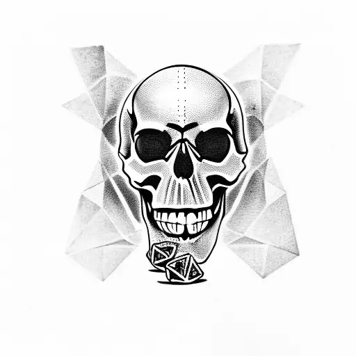 skull with dice tattoo design idea