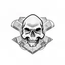 skull with dice tattoo design idea