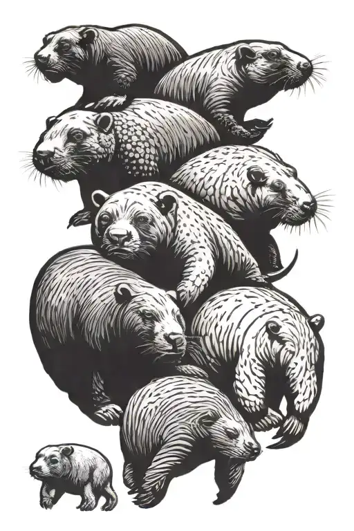 Walrus, Wombat and honey badger  tattoo design idea