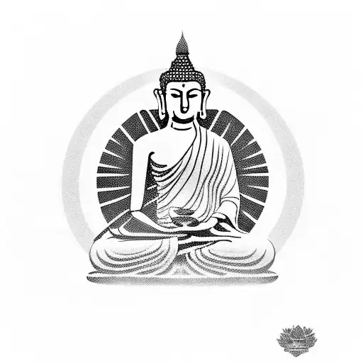 Gautama Buddha sitting with writing: "अनिच्च" tattoo design idea