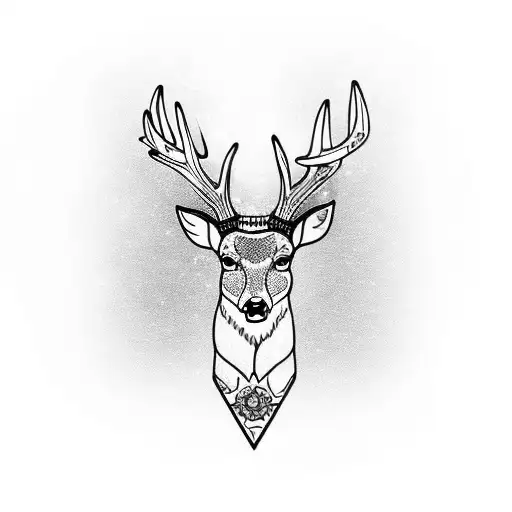 A deer tattoo holding ak47 in her mouth tattoo design idea