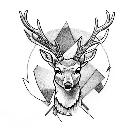 A deer tattoo holding ak47 with his teeth tattoo design idea
