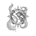 A captivating tattoo featuring a beautifully detailed map of Panama, incorporating elements of swimming such as waves and aquatic creatures, representing your cultural roots and passion for swimming. tattoo design idea