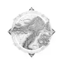 A captivating tattoo featuring a beautifully detailed map of Panama, incorporating elements of swimming such as waves and aquatic creatures, representing your cultural roots and passion for swimming. tattoo design idea