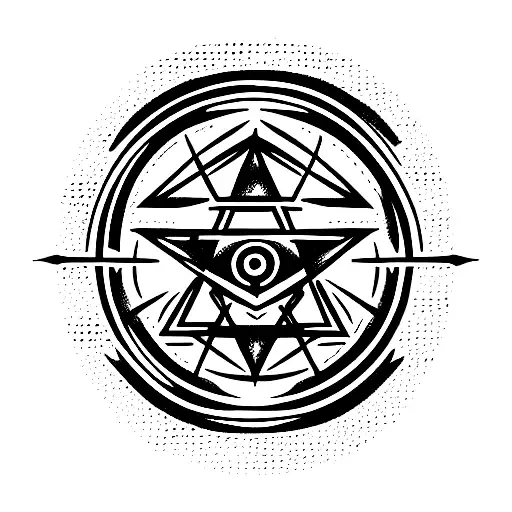 futurist alien symbol inspired by ancient alchemical and occult symbolism tattoo design idea