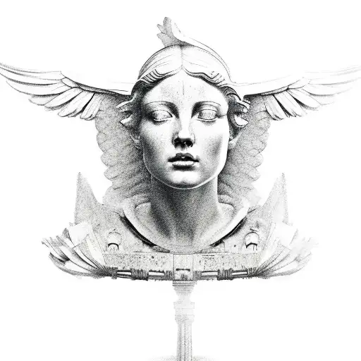 the winged victory statue tattoo design idea