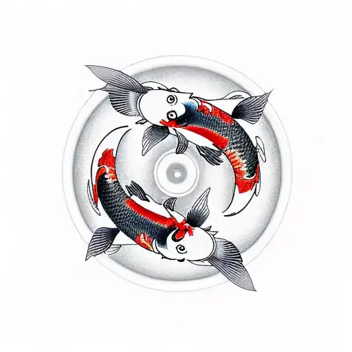 2 koi fish yin and yang  tattoo design idea