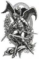 arch angel with sword tattoo design idea