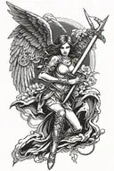 arch angel with sword tattoo design idea