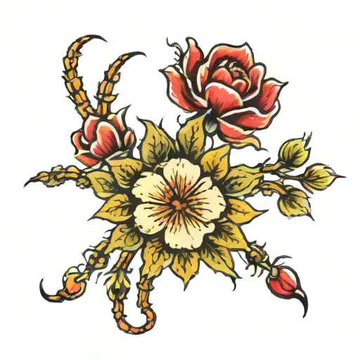 heart spider flower  tattoo design idea
