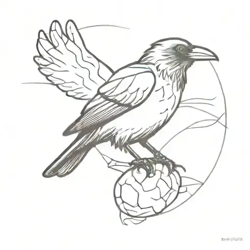raven with bread  tattoo design idea