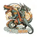 dragon slayer fighting tattoo design idea