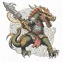 dragon slayer fighting tattoo design idea