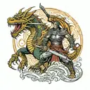 dragon slayer fighting tattoo design idea